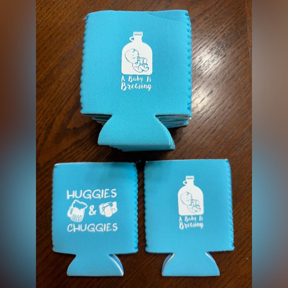 Set of 10 Baby Shower Can Koozies. New- never used